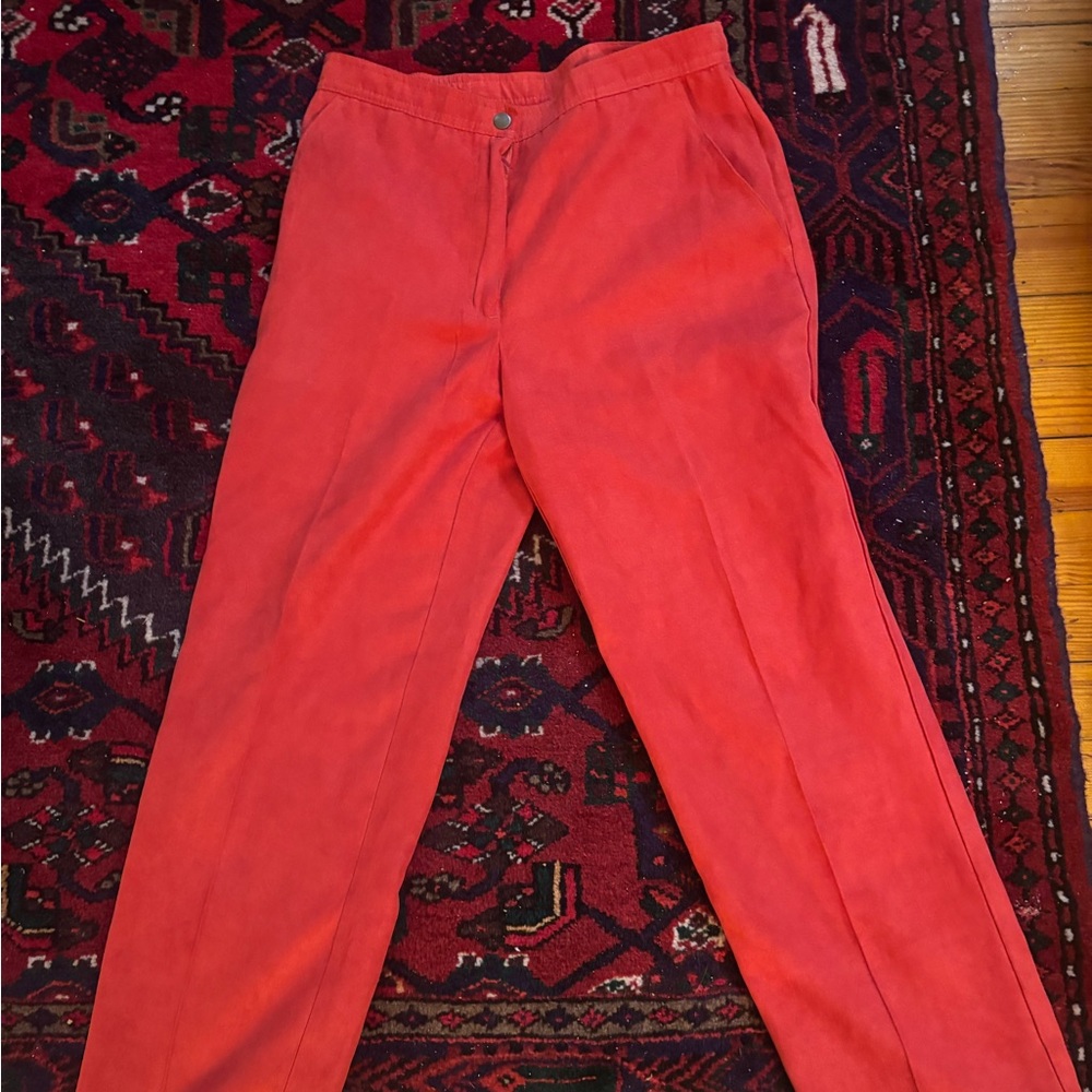 Suede Like Red Vintage Pants